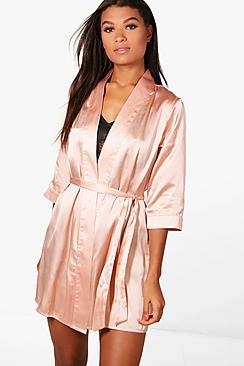 Boohoo Skyler Satin Kimono Robe