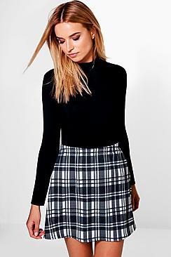 Boohoo Priya Monochrome Check A Line Mini Skirt