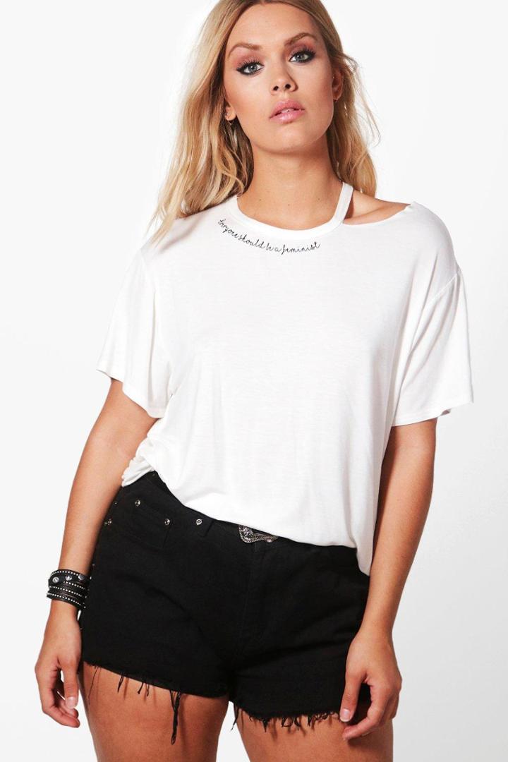 Boohoo Plus Amy Printed Tee Ivory