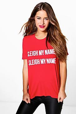 Boohoo Petite Imogen Novelty Christmas Slogan Tee