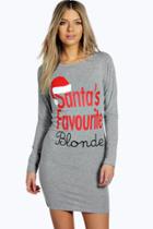 Boohoo Santa's Favourite Blonde Bodycon Christmas Dress Grey