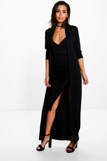 Boohoo Isla Texture Wrap Midi Dress Co-ord Black