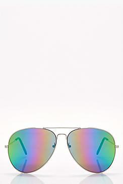 Boohoo Nancy Rainbow Lens Aviator Sunglasses