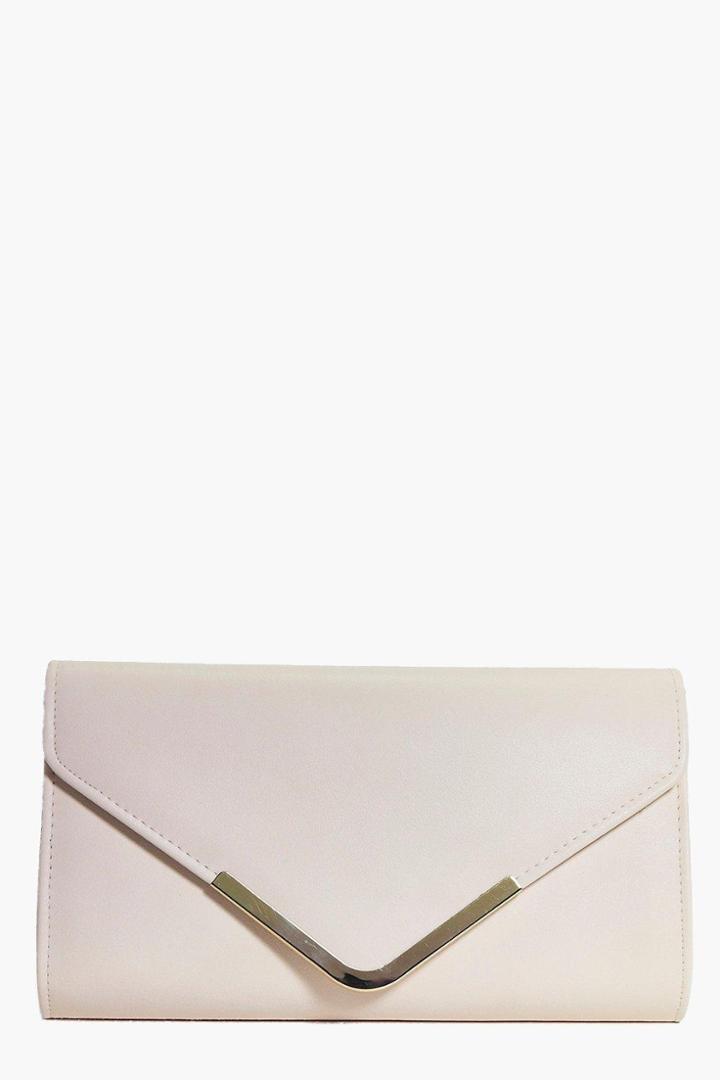 Boohoo Amy Envelope Clutch Bag Nude