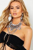 Boohoo Boho Statement Necklace And Earring Set