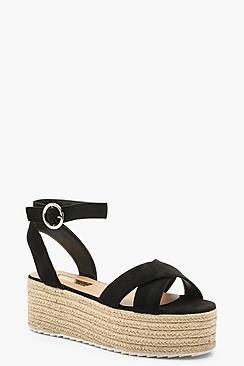 Boohoo Cross Front Espadrille Flatforms