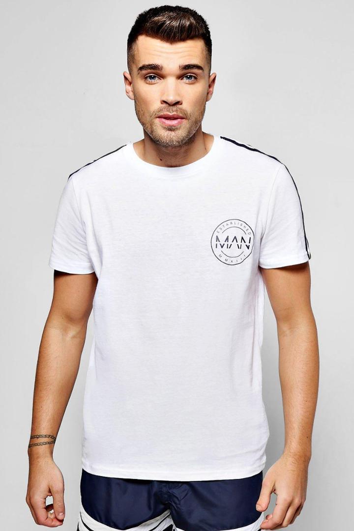Boohoo Stripe Sleeve Man T-shirt White