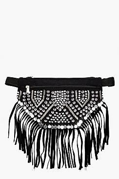Boohoo Olivia Fringed Stud & Coin Bumbag