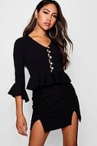 Boohoo Button Front Detail Blouse
