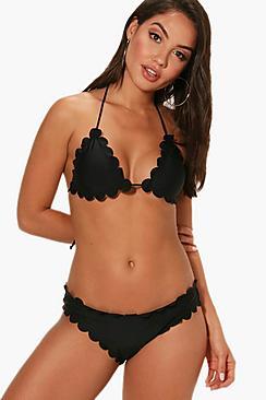 Boohoo Kauai Scallop Edge Triangle Bikini