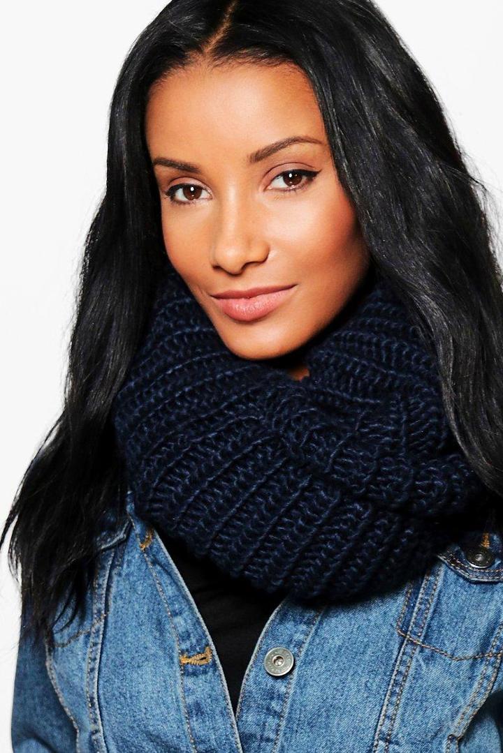 Boohoo Erin Chunky Knit Snood Navy