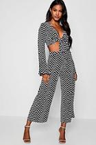 Boohoo Chevron Print Tie Top Co-ord