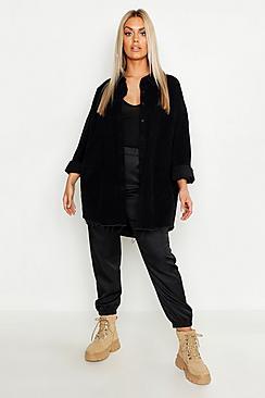 Boohoo Plus Raw Edge Oversized Cord Shirt
