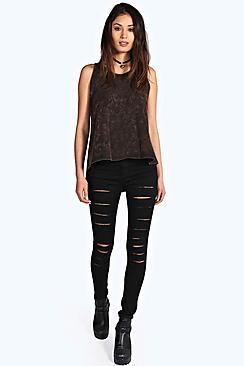 Boohoo Lara Super Skinny Slit Leg Tube Jeans