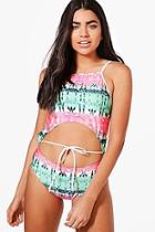 Boohoo Cancun Snake Cut Out Tie Waist Swimsuit