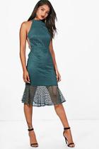 Boohoo Boutique Lace Strappy Frill Hem Midi Dress