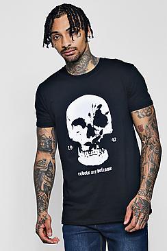 Boohoo Skull Flock Print T-shirt