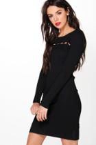 Boohoo Amelie Cut Out Detail Bodycon Dress Black