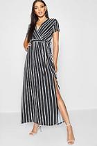 Boohoo Stripe Wrap Maxi Dress