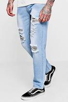 Boohoo Slim Fit Distressed Jeans With Paint Splatter