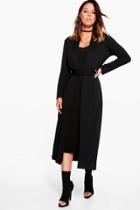 Boohoo Lorna D Ring Duster & Plunge Dress Co-ord Black