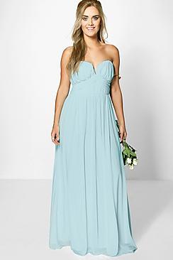 Boohoo Plus Helen Mesh Plunge Bandeau Maxi Dress