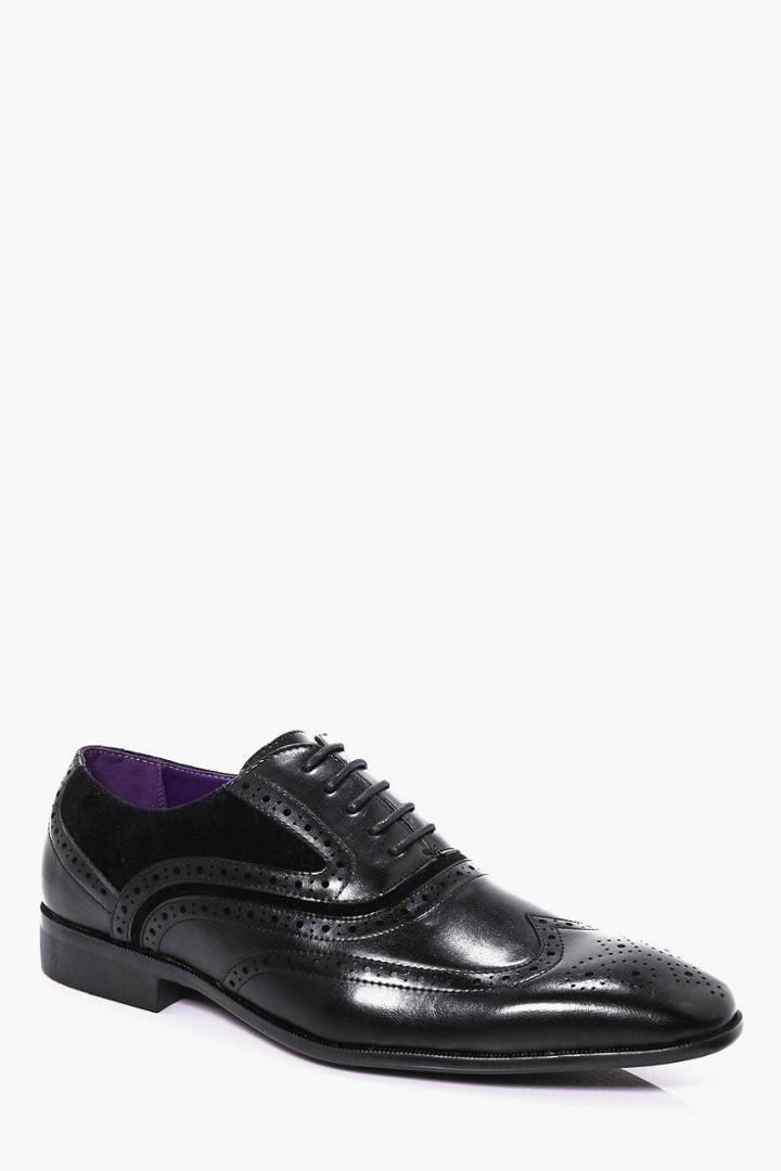 Boohoo Mixed Panel Brogue Black