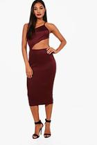 Boohoo Ana Strappy One Shoulder Cut Out Midi Dress