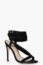 Boohoo Mollie Ruffle Trim Wrap Sandal Black