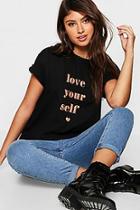 Boohoo Love Yourself Slogan T-shirt