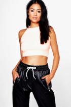 Boohoo Alexis Thick Rib Strap Back Crop Orange
