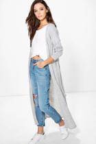 Boohoo Alexis Belted Duster Cardigan Grey