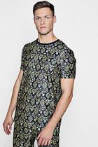 Boohoo Baroque Print Velour T-shirt Co-ord
