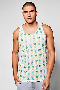 Boohoo Pineapple Print Racer Back Vest