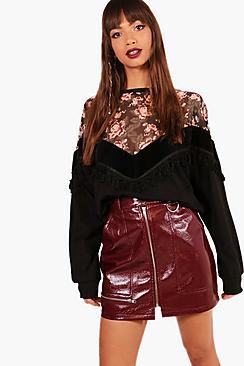 Boohoo Anna Floral Tassel Sweatshirt