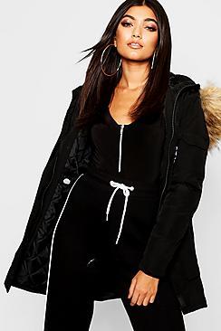 Boohoo Luxe Faux Fur Trim Sporty Parka