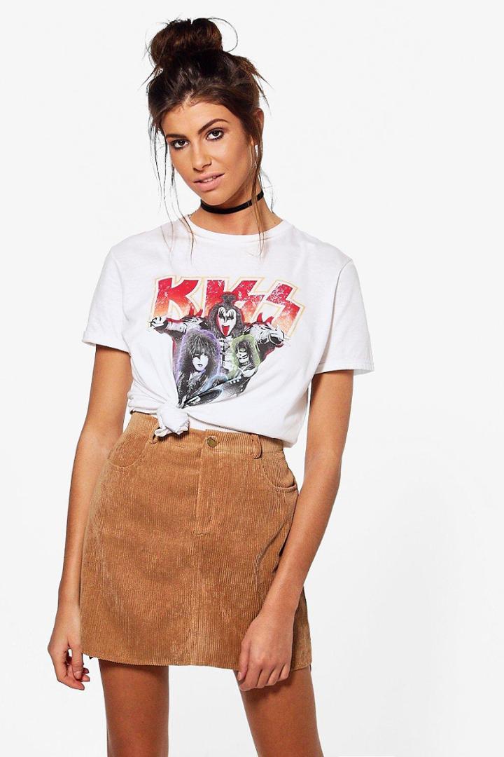 Boohoo India Chunky Cord Step Hem Mini Skirt Tan