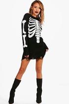 Boohoo Bella Halloween Distressed Skeleton Dress