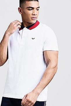 Boohoo Pique Polo With Colour Block Collar