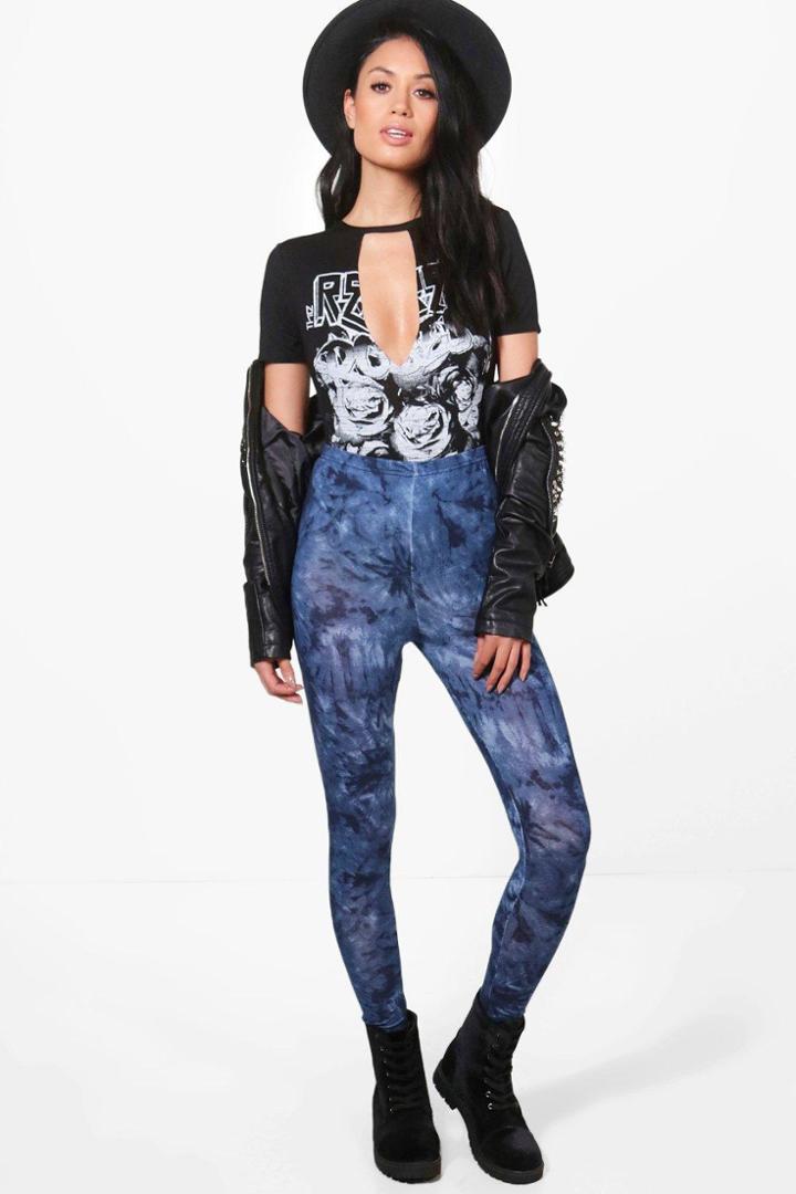 Boohoo Annia Tie Dye Leggings Blue