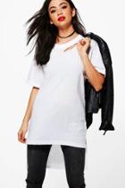 Boohoo Hannah Slash Neck Oversized T-shirt White