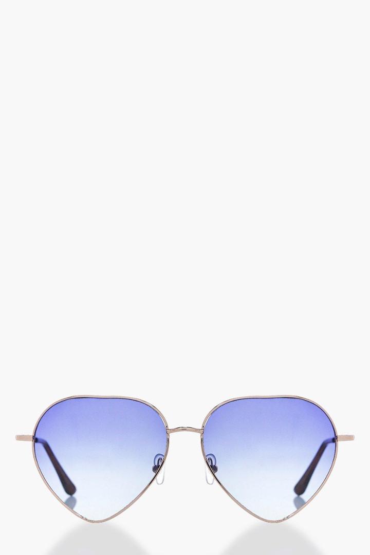 Boohoo Lexi Blue Ombre Lense Heart Sunglasses Blue