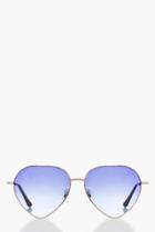 Boohoo Lexi Blue Ombre Lense Heart Sunglasses Blue
