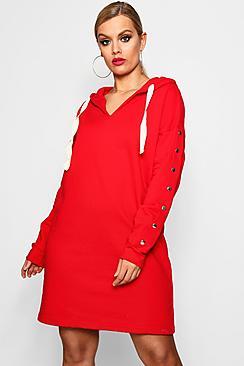Boohoo Plus Popper Sleeve Sweat Dress