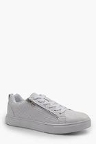 Boohoo Diamond Embossed Faux Leather Zip Trainer