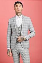 Boohoo Prince Of Wales Check Skinny Fit Suit Jacket