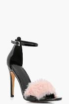 Boohoo Ashley Patent Faux Fur Trim 2 Part Heels