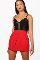 Boohoo Eve Crepe Pleat & Pocket Mini Skirt