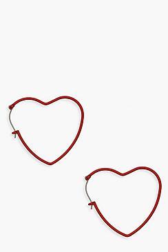 Boohoo Matte Red Heart Hoops