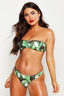 Boohoo Leaf Bandeau Bikini